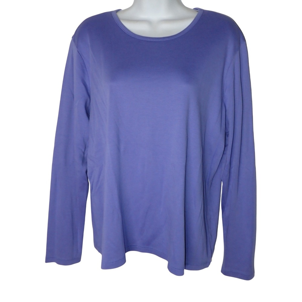L.L.Bean Women Long Sleeve Supima Cotton Tee Periwinkle XL-REG Casual